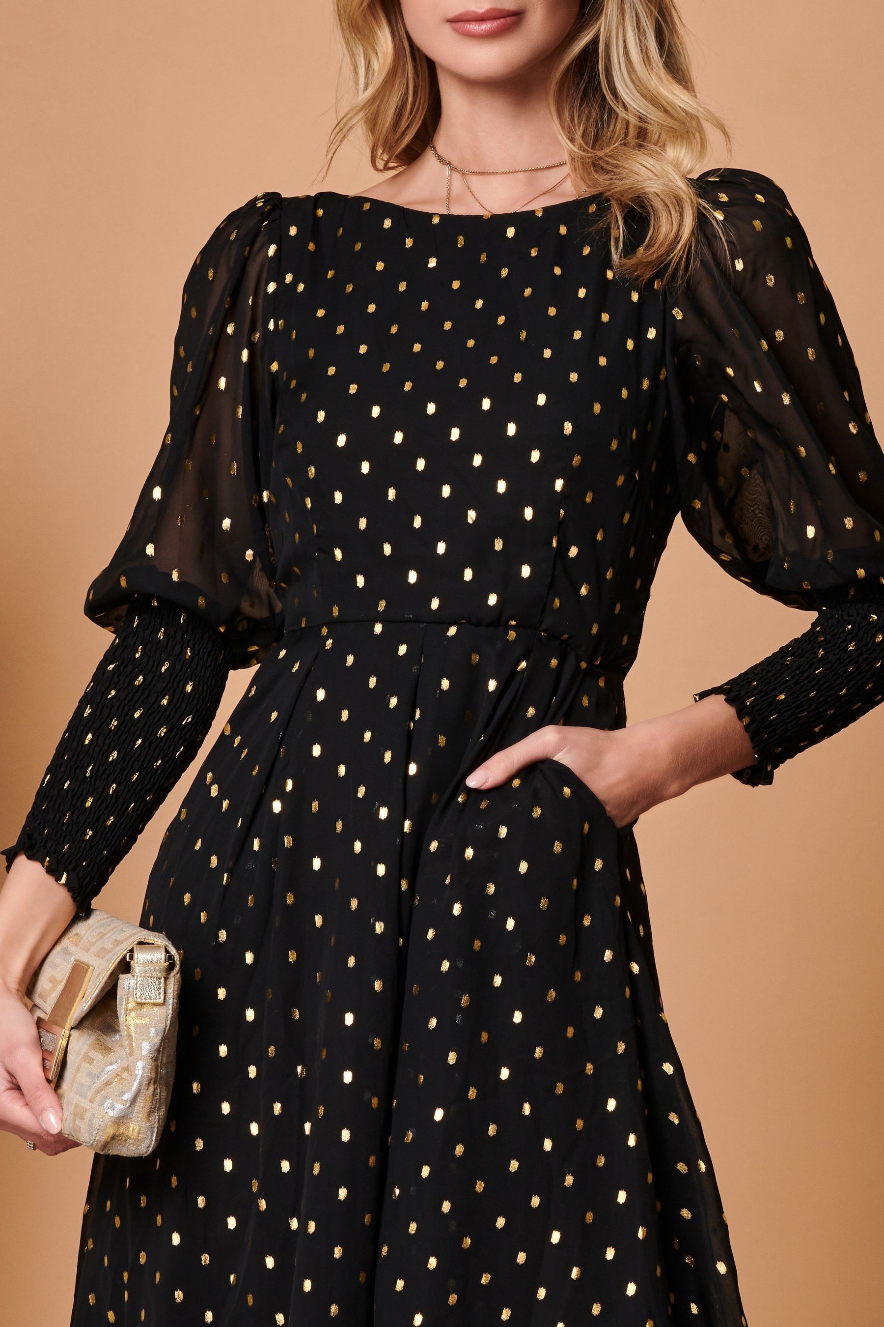 Chiffon puff discount sleeve dress