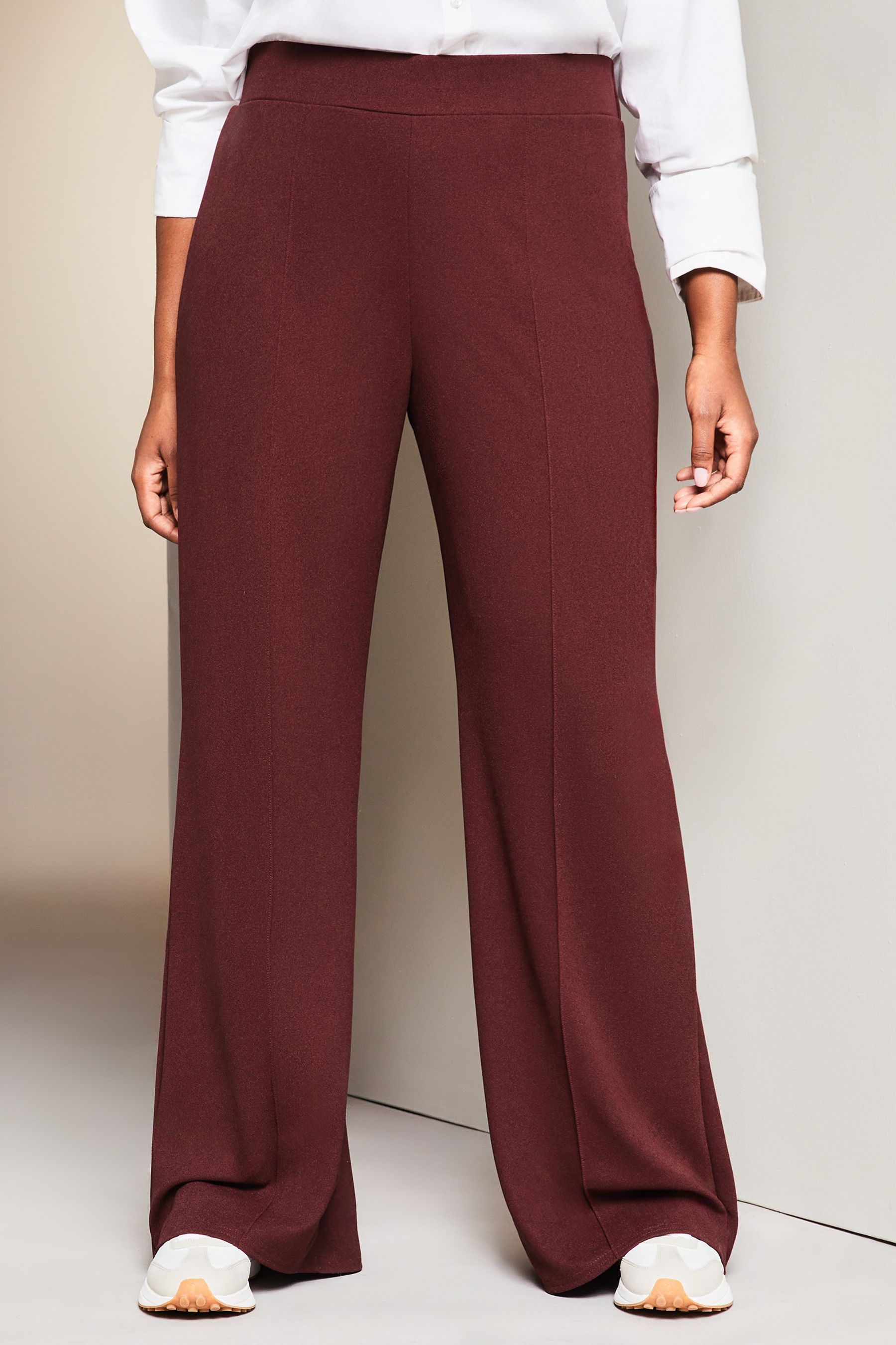 Lipsy Berry Red Curve High Waist Wide Leg Tailored Trousers