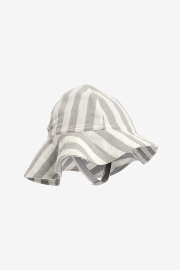 Grey Wide Brim Stripe Baby Hat (0mths-2yrs)