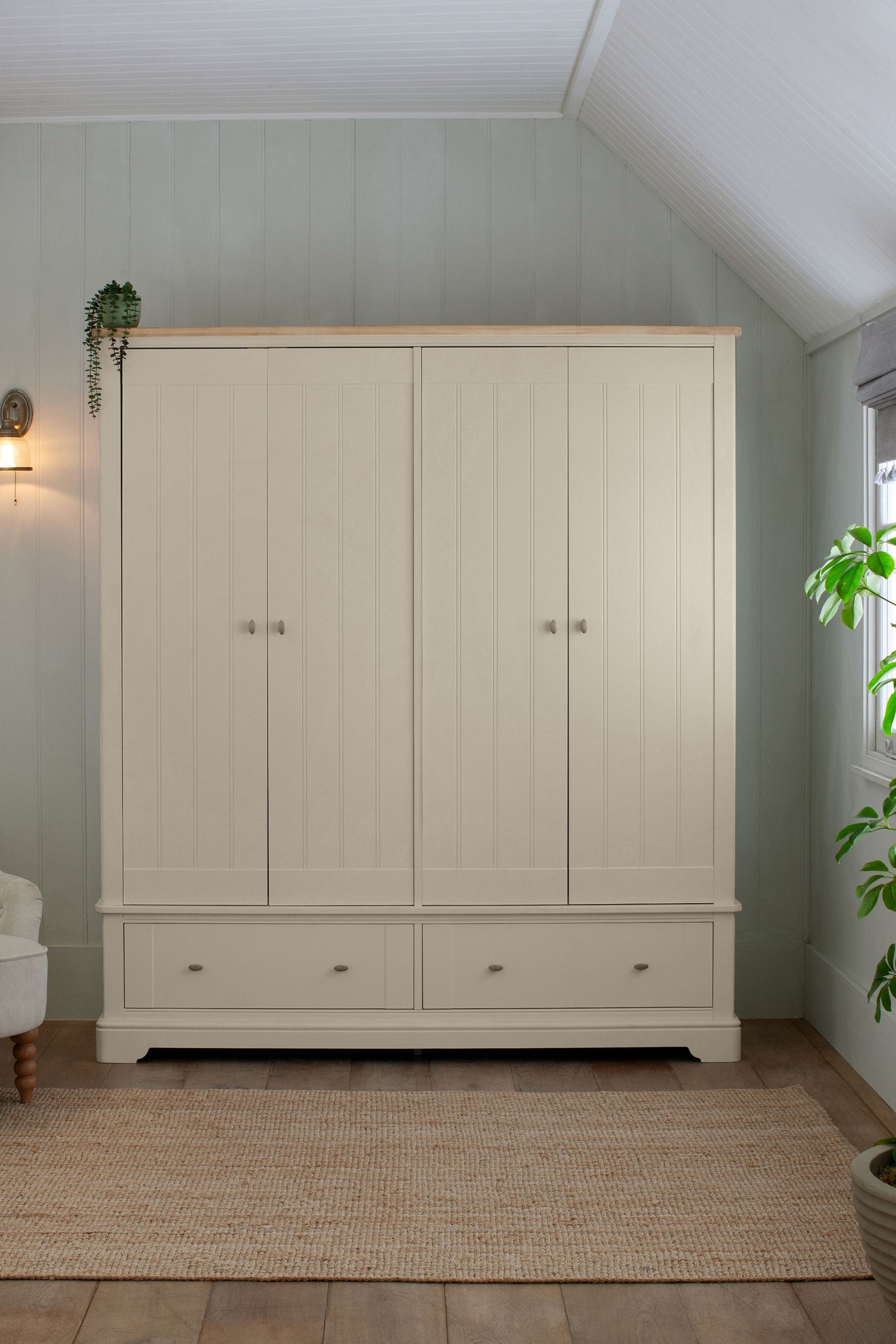 Buy Stone Hampton Painted Oak 4 door 2 drawers Wardrobe from the