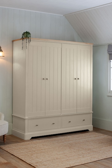 Stone Hampton Painted Oak 4 door, 2 drawers Wardrobe