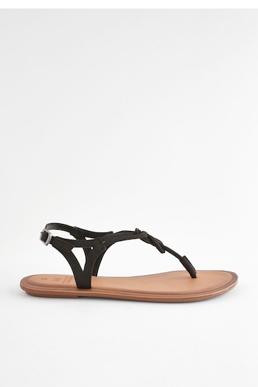 Black Regular/Wide Fit Forever Comfort® Leather Knot Slingback Sandals