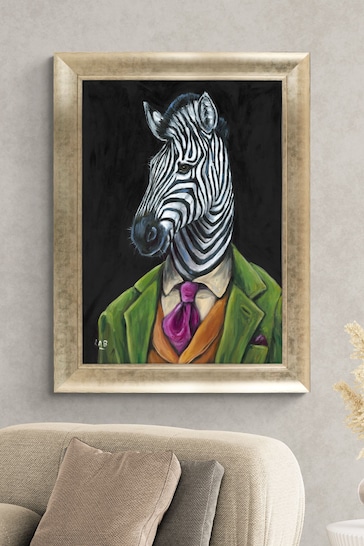 Artko Gold Zachariah Zebra by Louise Brown Framed Art
