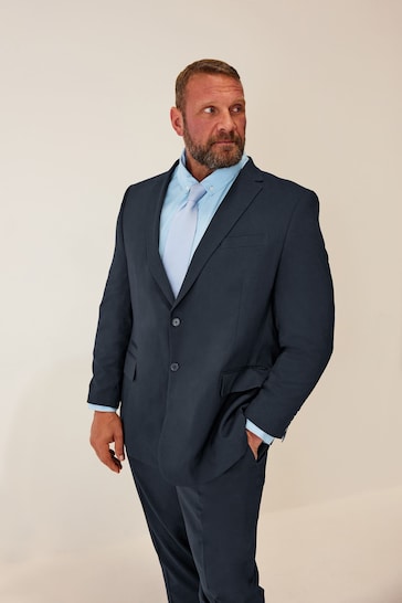 BadRhino Big & Tall Blue Long Plain Suit Jacket