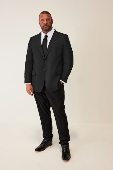 BadRhino Big & Tall Black Long Plain Suit Jacket