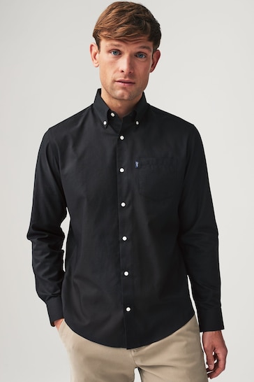 Black Regular Fit Easy Iron Button Down Oxford Shirt