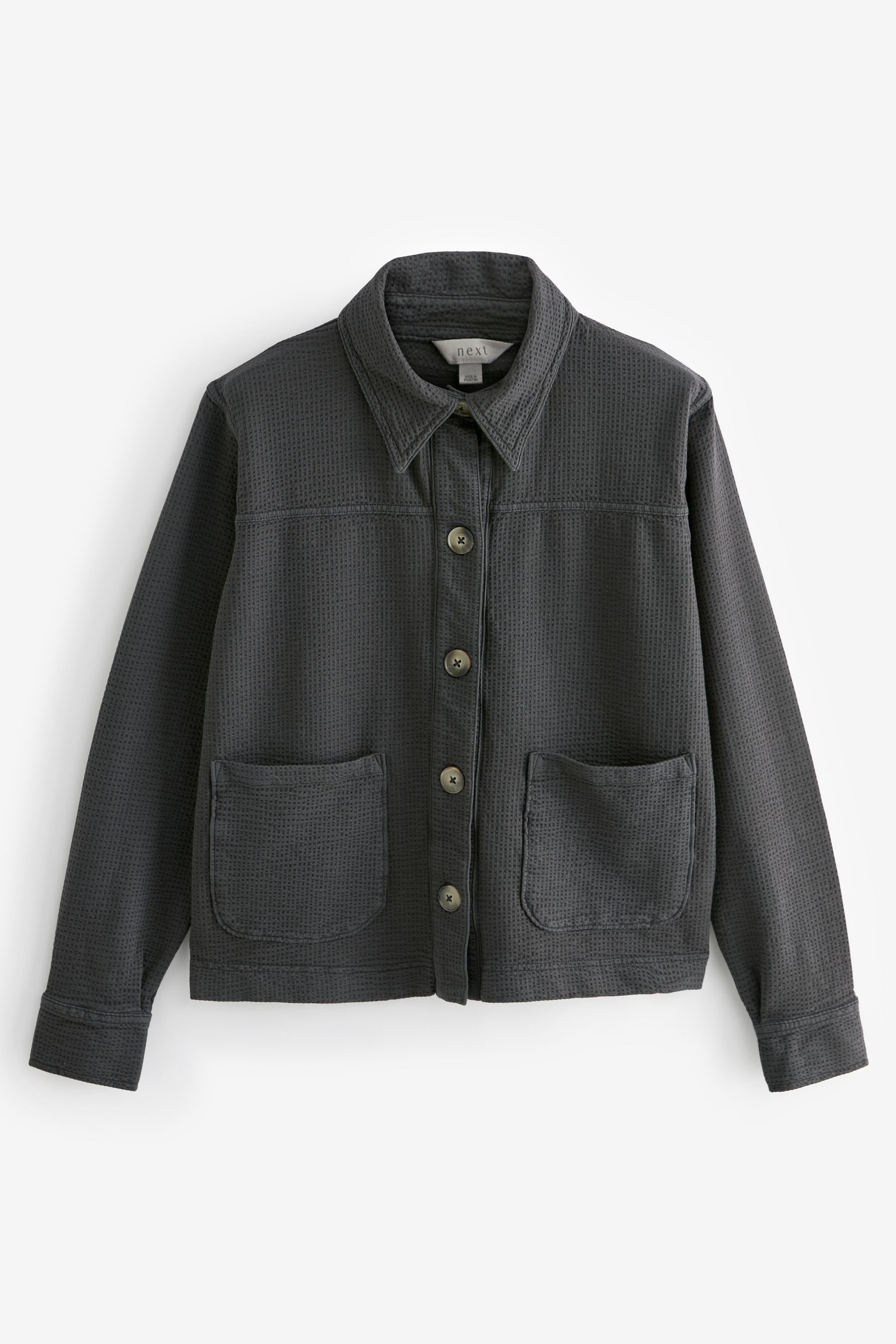 Buy Black Textured Lightweight Button Up Jacket from the Next UK online shop