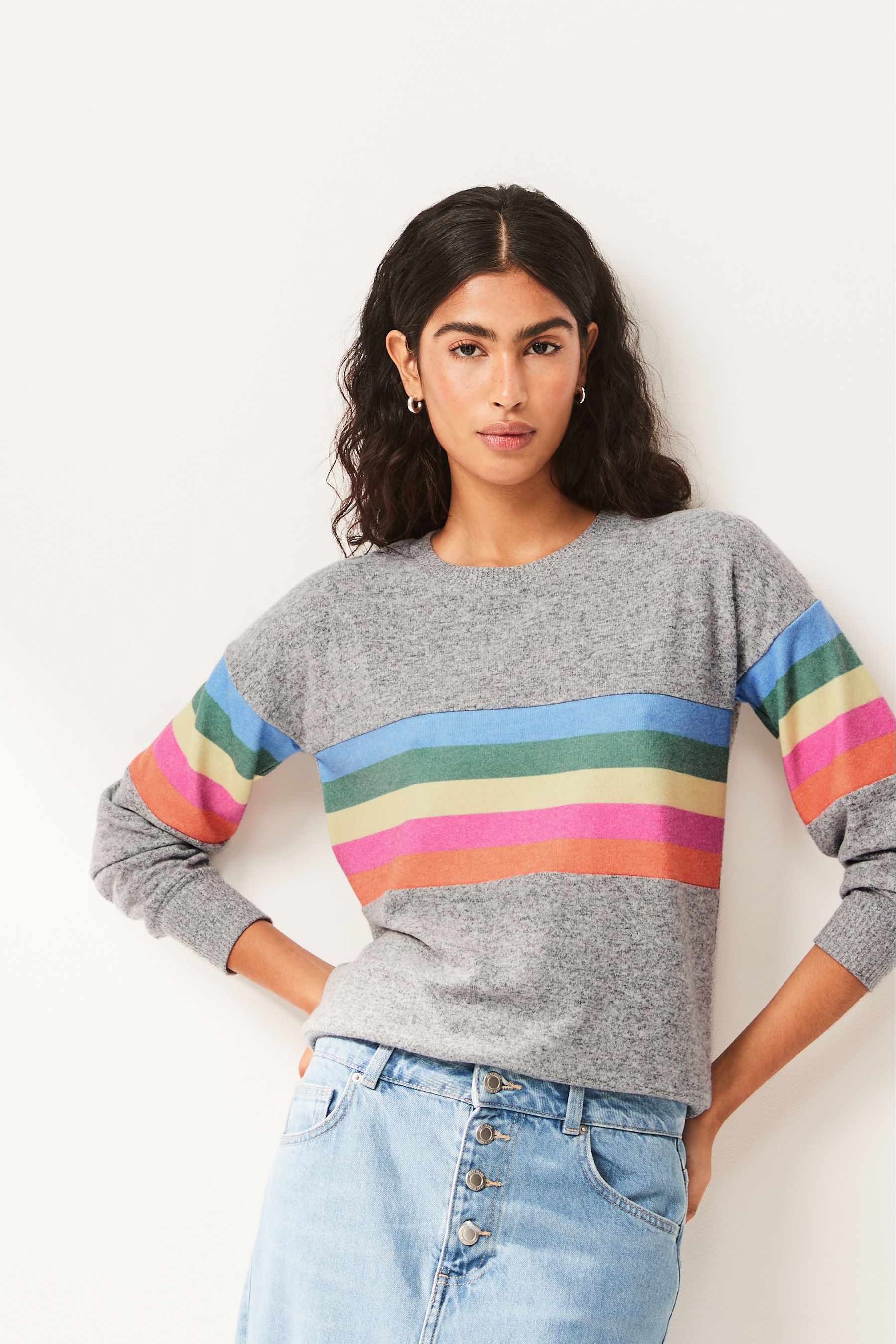 Grey jumper with rainbow hot sale