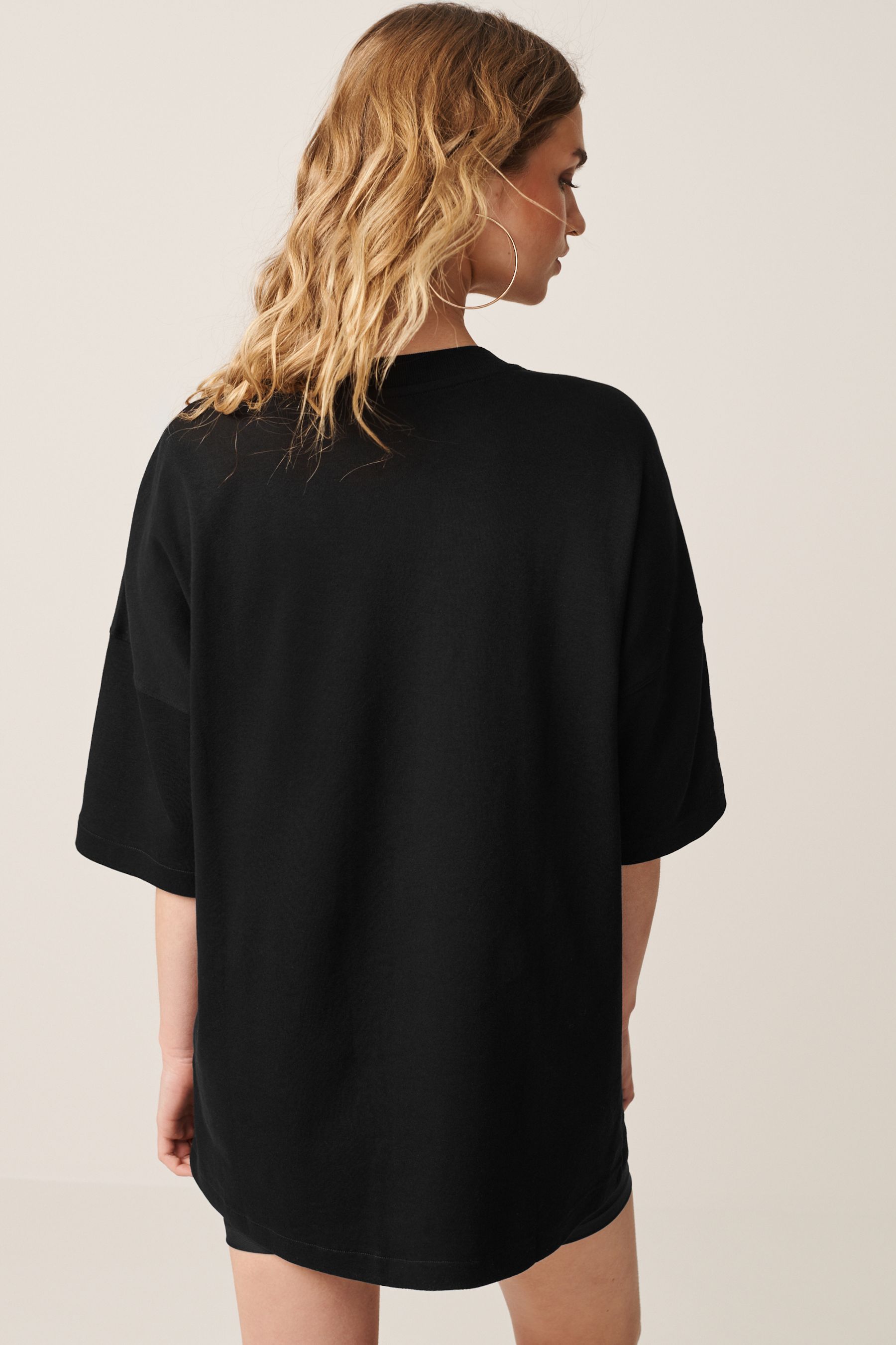 Buy Black 100 Cotton Heavyweight Longline Relaxed Fit Crew Neck T Shirt from the Next UK online shop