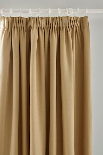 Laura Ashley Pale Gold Stephanie Blackout Lined Blackout/Thermal Pencil Pleat Curtains