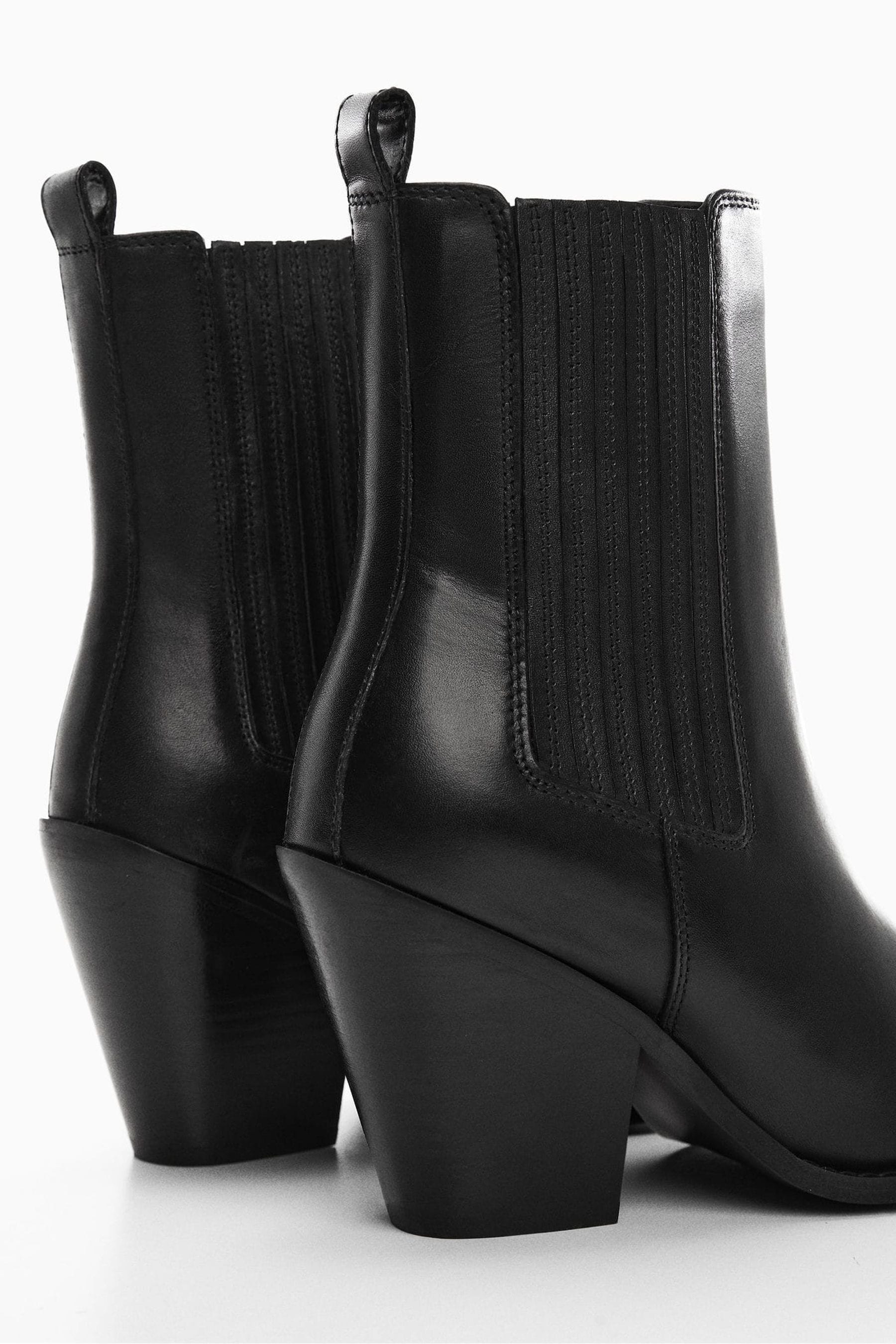 Buy Mango Cowboy Style Leather Ankle Black Boots from the Next UK