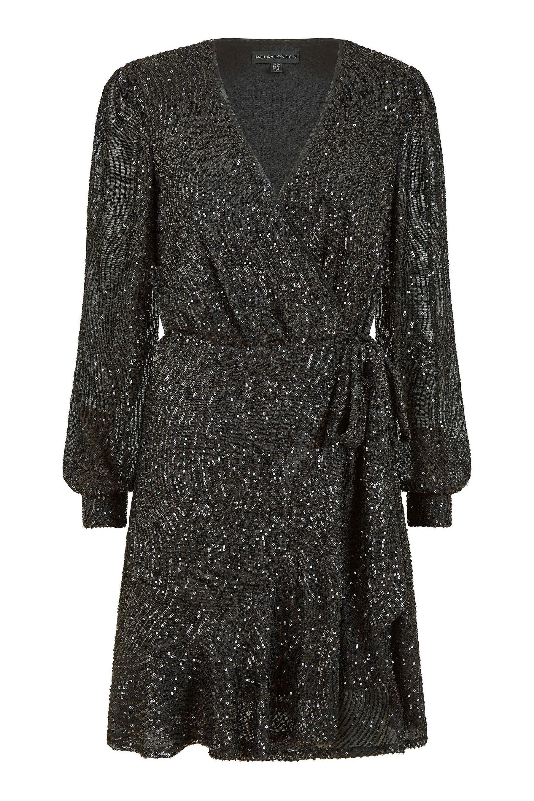 Long sleeve frill wrap dress store