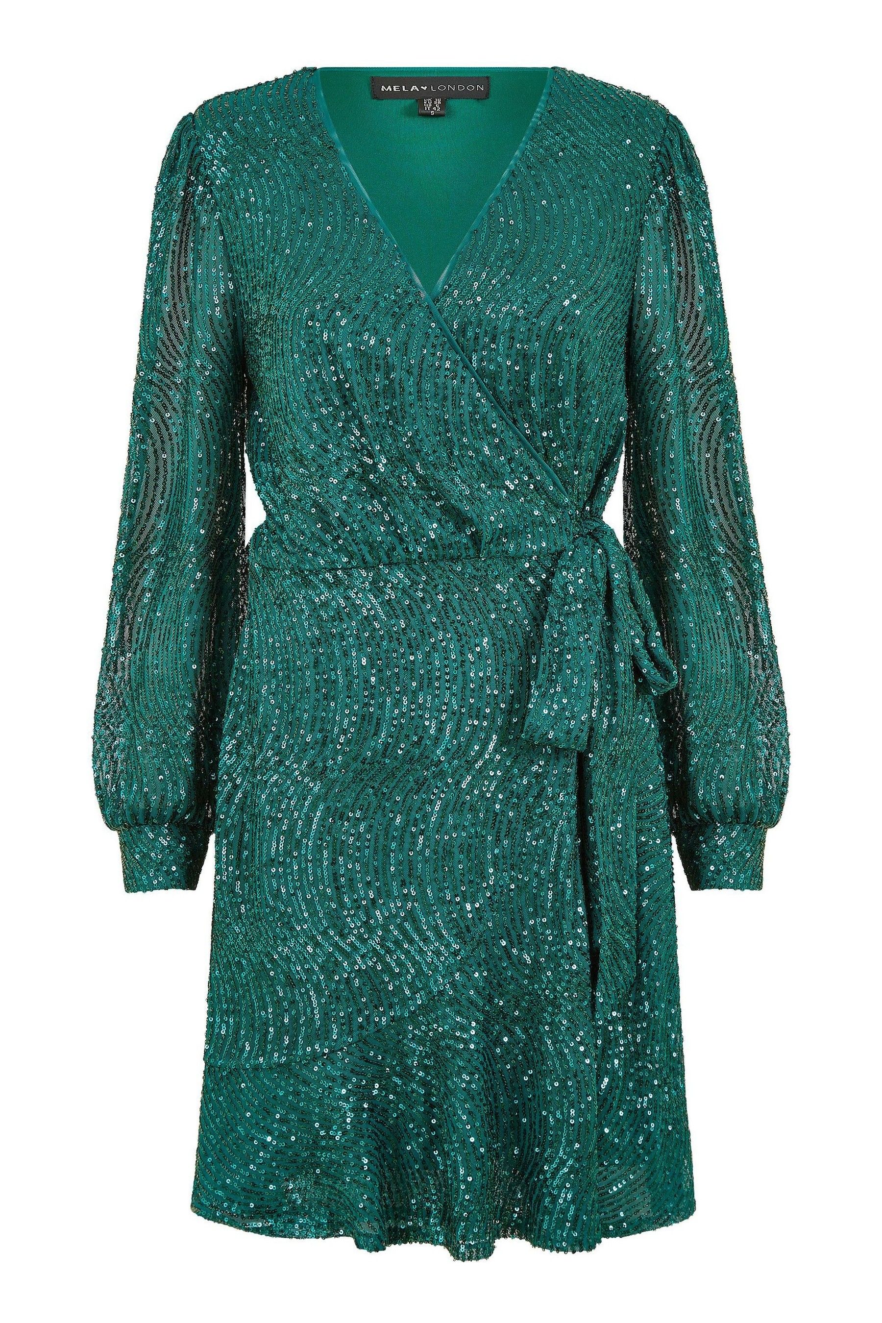 Long sleeve frill wrap dress sale