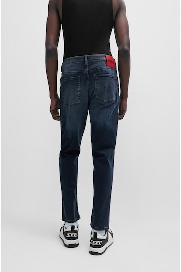 HUGO Tapered-Fit Jeans in Dark-Blue Comfort-Stretch Denim