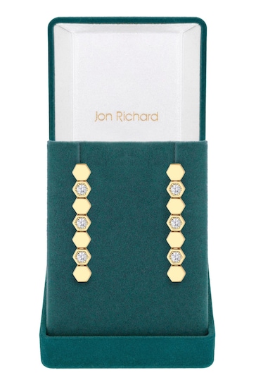 Jon Richard Gold Tone Cubic Zirconia Tennis Earrings
