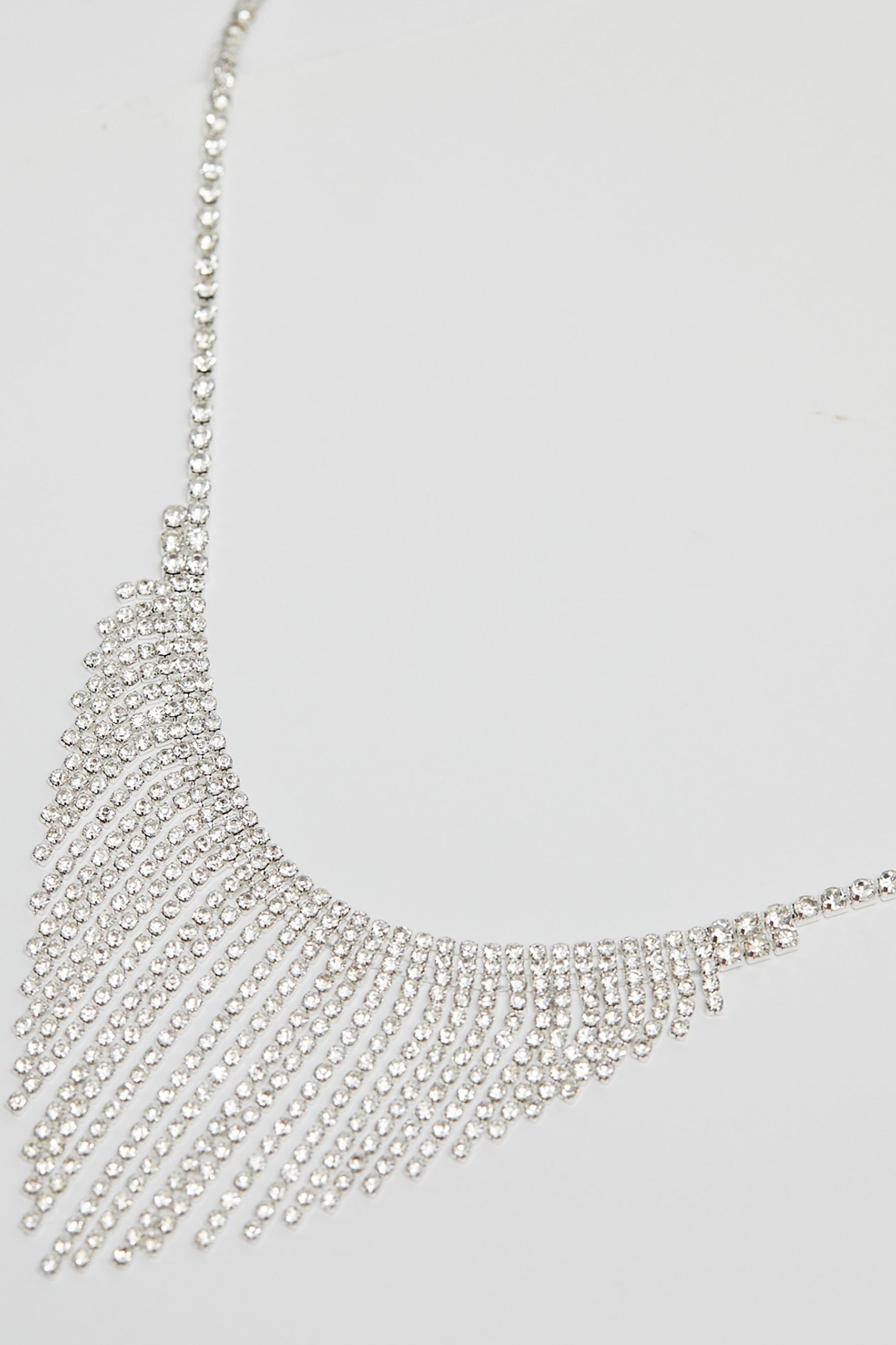 Buy Jon Richard Silver Tone Crystal Diamante Fringe Necklace from