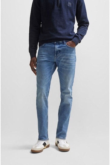 BOSS Blue Tapered Fit Super Stretch Denim Jeans