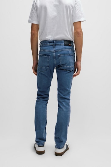 BOSS Mid Blue Tapered Fit Super Stretch Denim Jeans