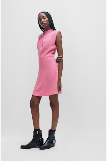 HUGO Mini Pink Dress With Drape-Front Detail