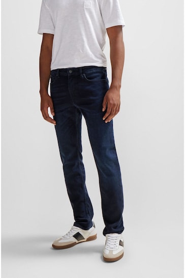 BOSS Navy Blue Slim Fit Comfort Stretch Denim Jeans