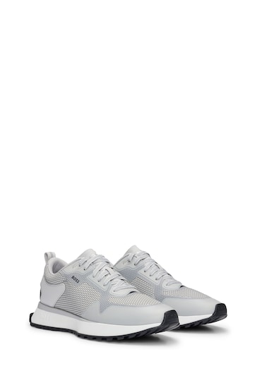 BOSS Grey Sporty Mesh Trainers