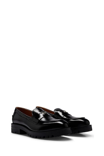 BOSS Black Chunky Leather Moccasins Loafers