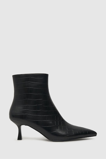 Schuh Beverly Croc Effect Black Boots