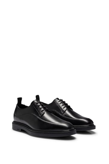 BOSS Black Leather Lace-Up Derby Shoes With Stitching Detail