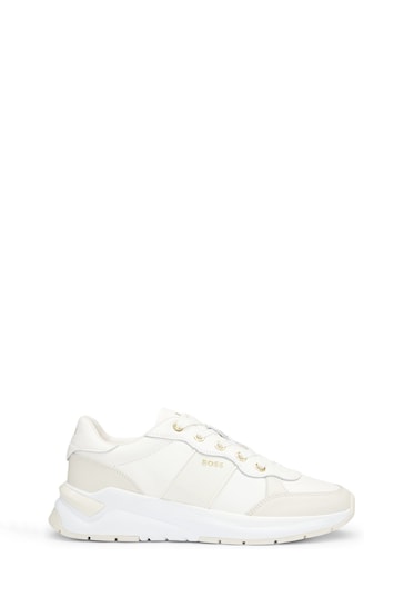 BOSS Cream Chunky Leather Trainers