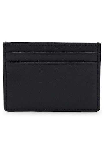 BOSS Black Structured Card Holder With Signature Stripe and Logo