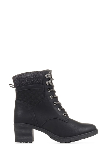 Pavers Lace-Up Ankle Black Boots