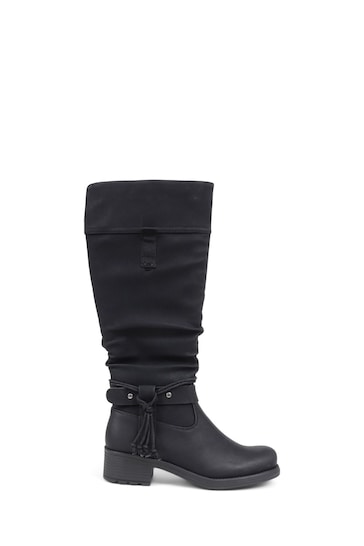 Pavers Casual Knee High Black Boots