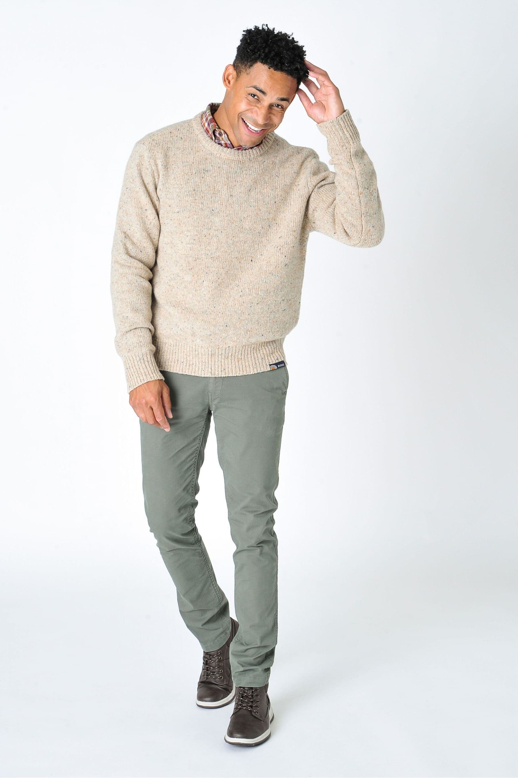 Buy Burgs Mornick Mens Rich Neppy Knit Crew Neck Jumper from the