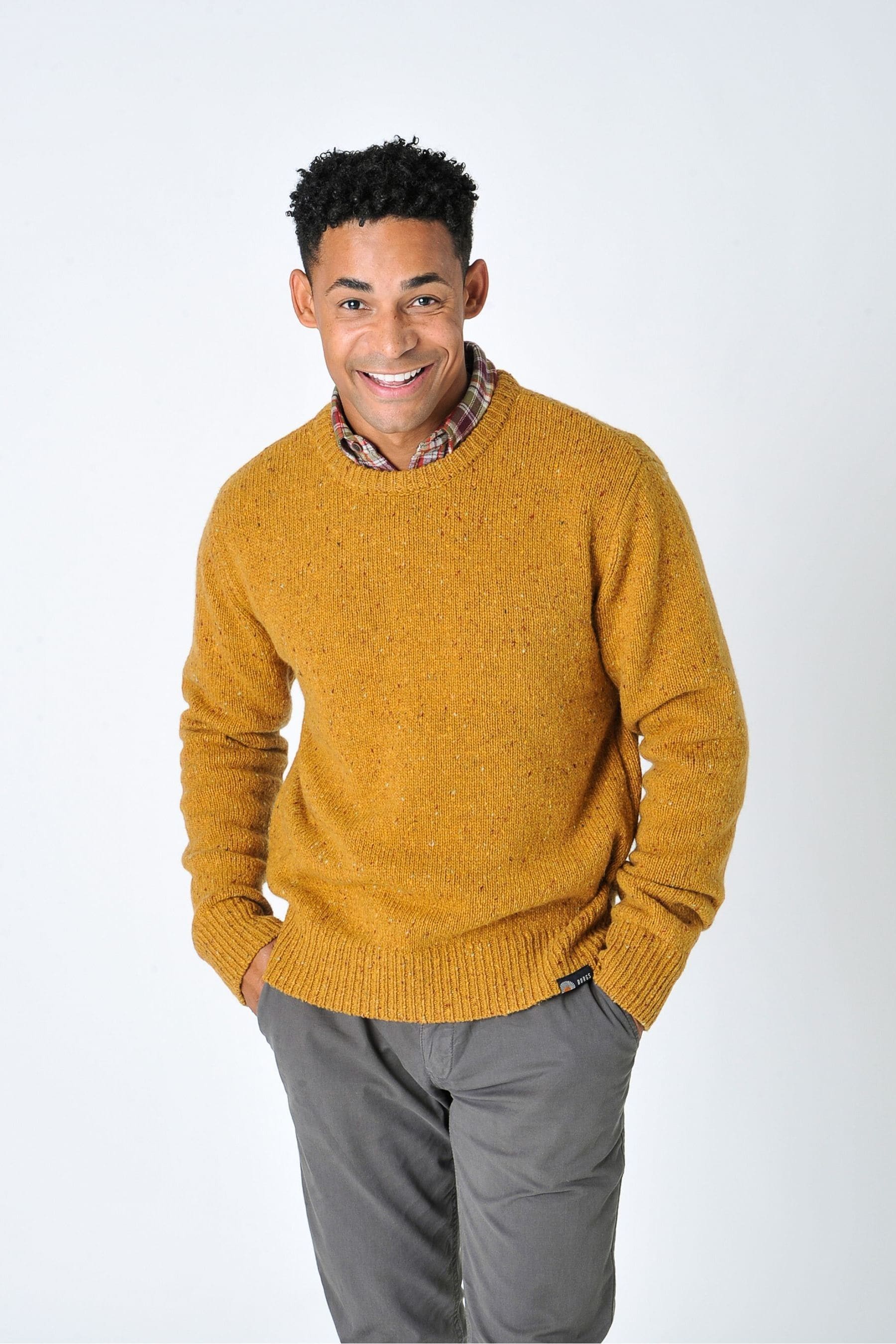 Buy Burgs Mornick Mens Rich Neppy Knit Crew Neck Jumper from the