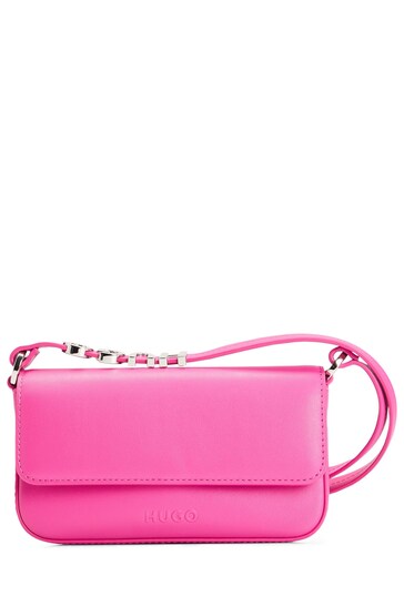HUGO Pink Logo Trim Strap Shoulder Bag