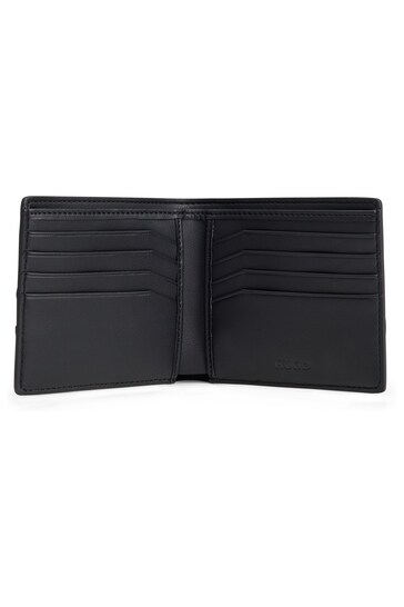 HUGO Faux Leather Bi-fold Black Wallet With Flame Artwork