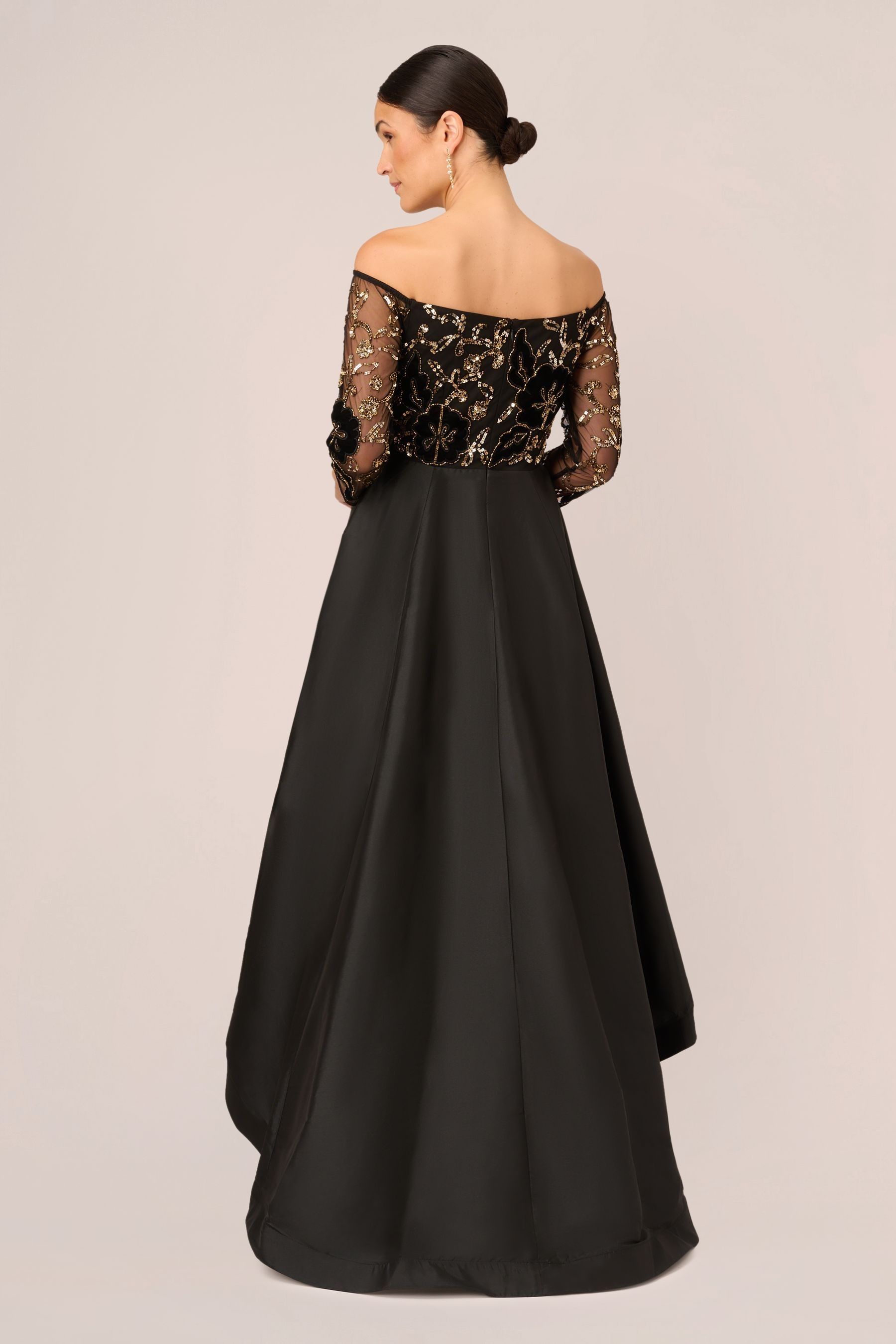 Adrianna Papell Beaded Taffeta Black Dresses