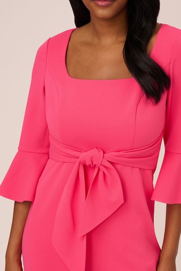 Adrianna Papell Pink Bell Sleeve Tie Front Dress