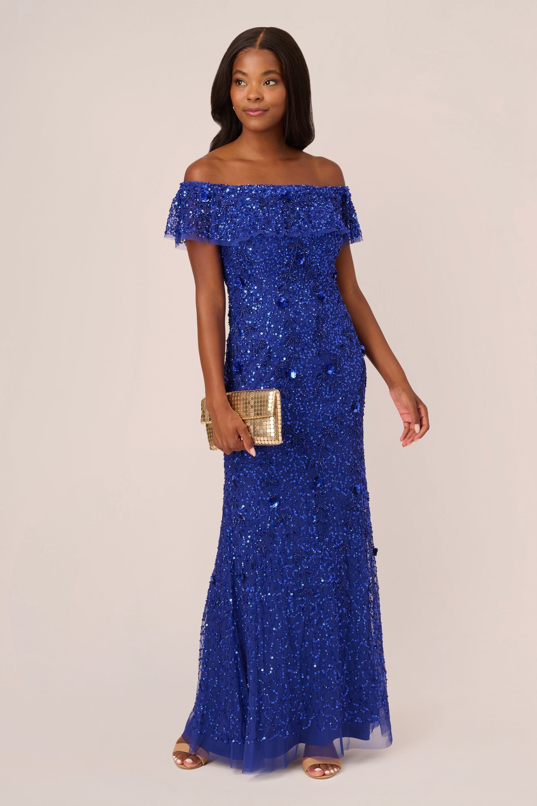 Royal blue beaded gown discount