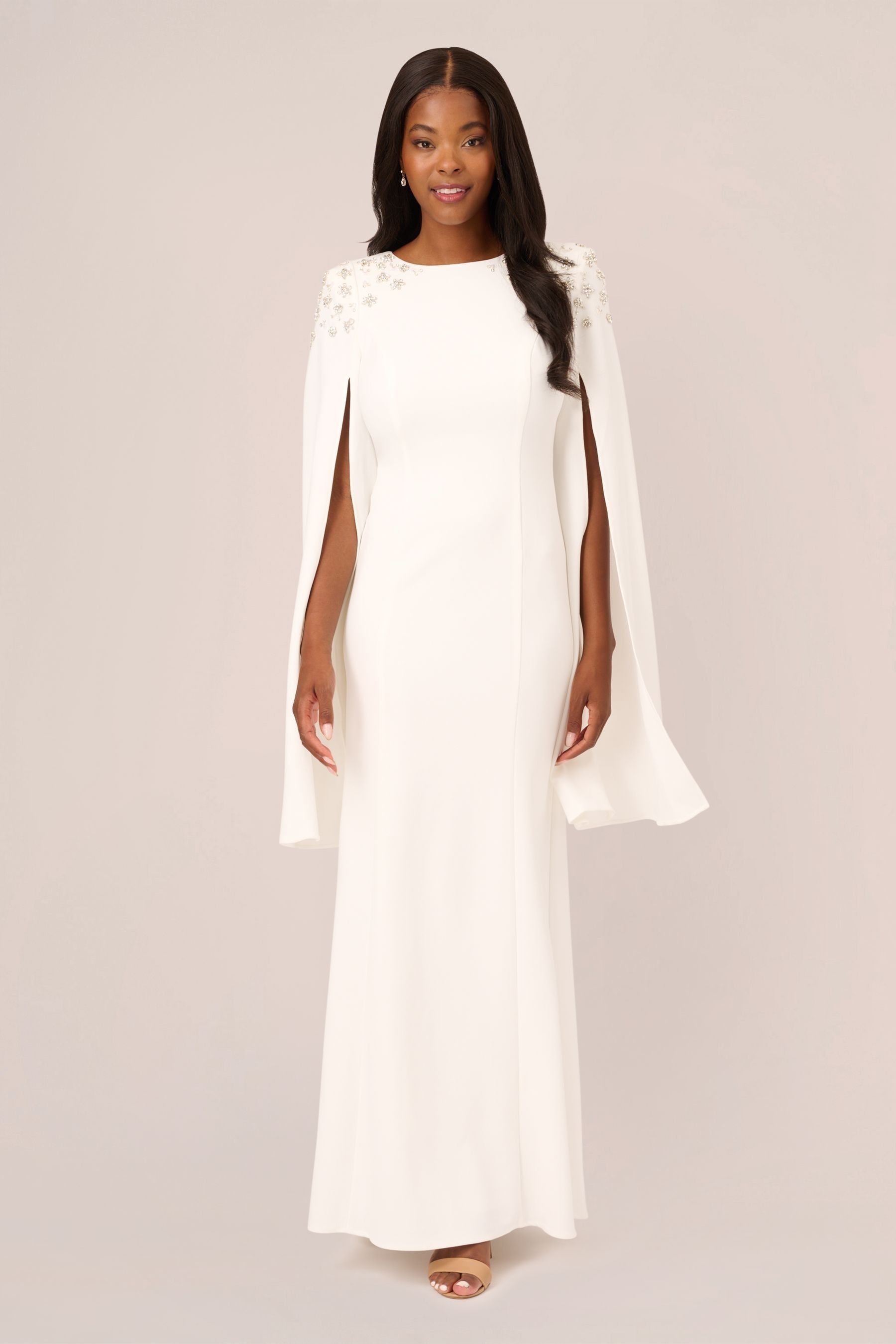 White crepe evening sale gown