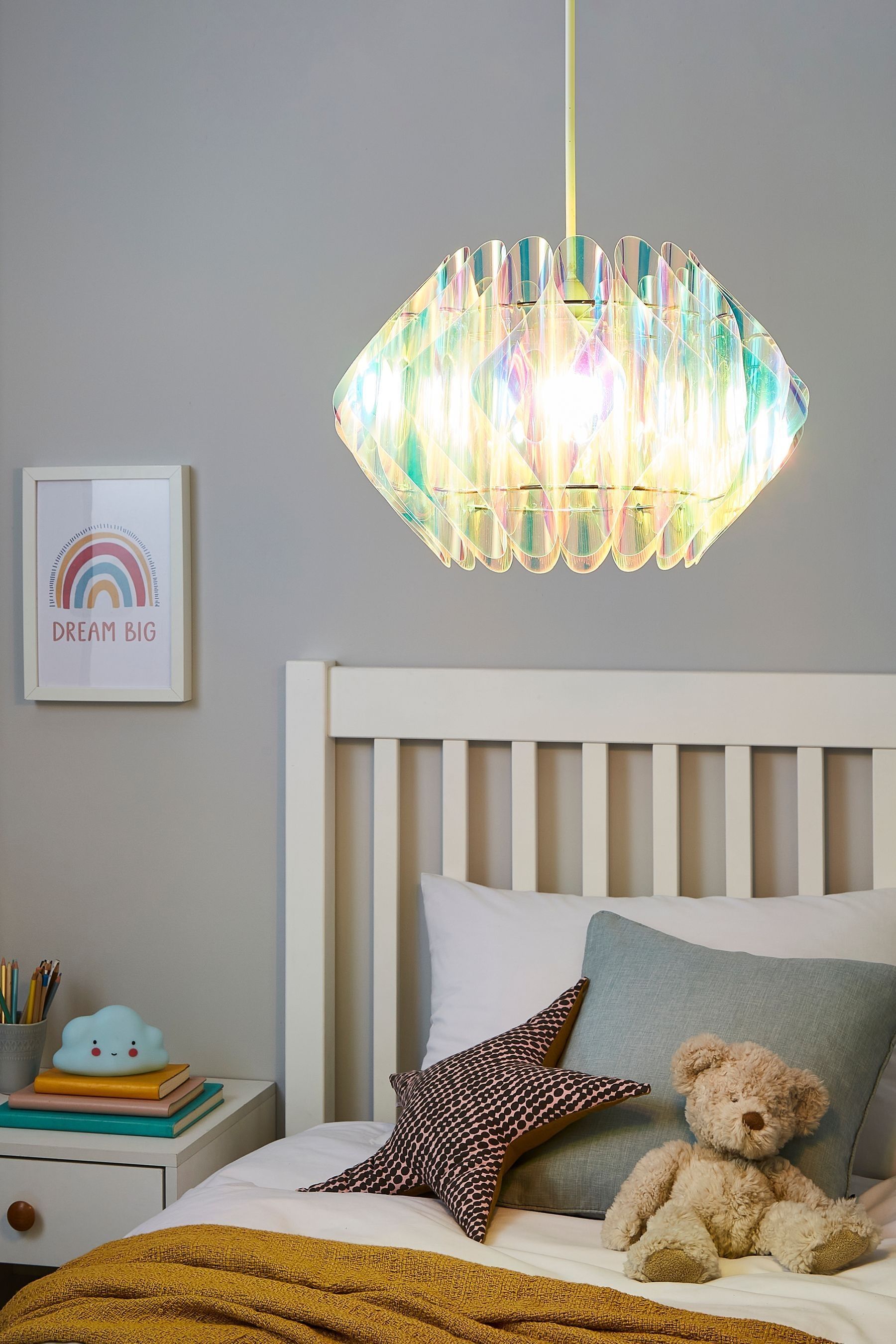 Next iridescent shop lamp shade