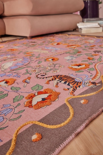 Cath Kidston Pink Flowers and Friends Woven Rug