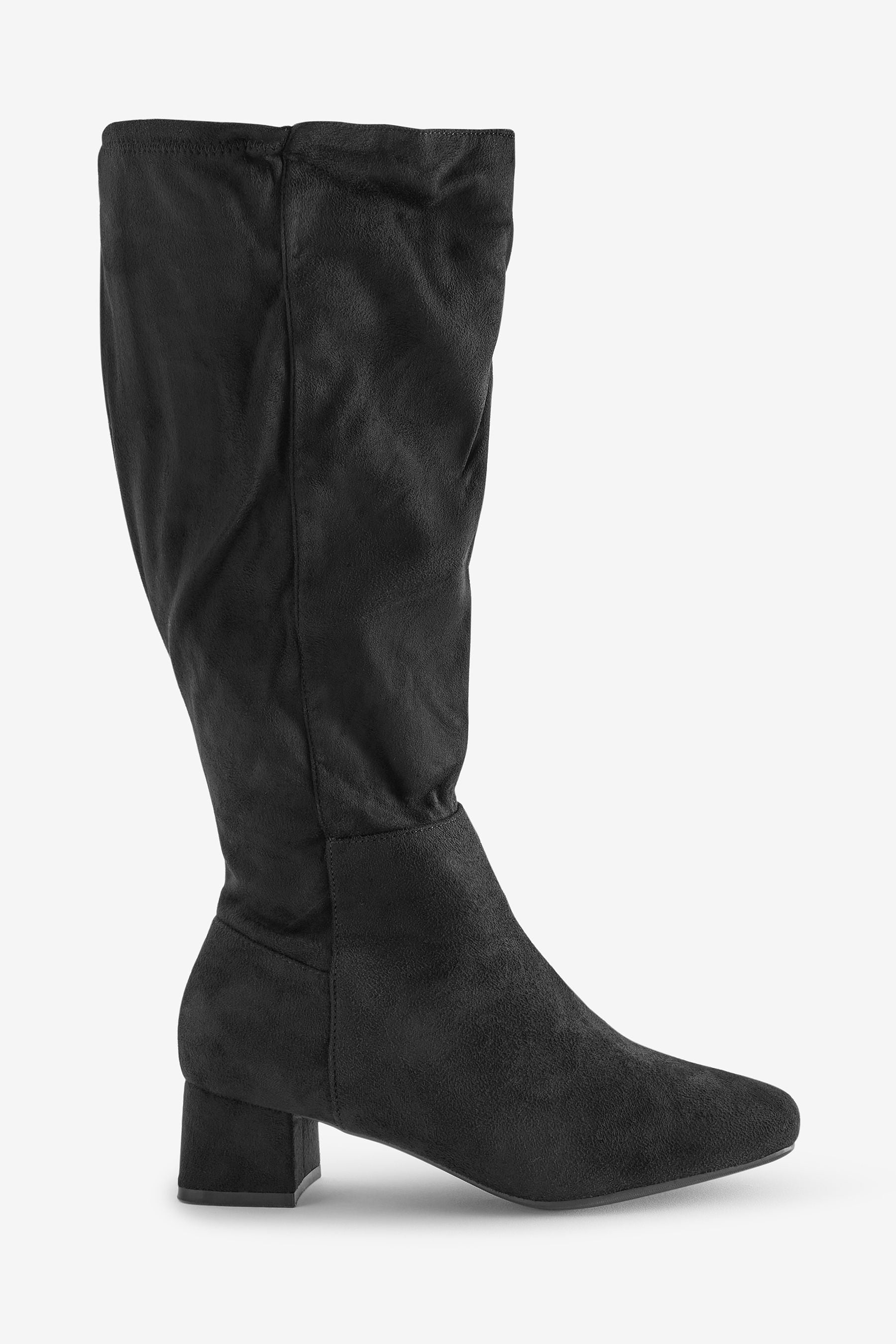 Buy JD Williams Extra Wide Black Block Heel High Leg Boots from