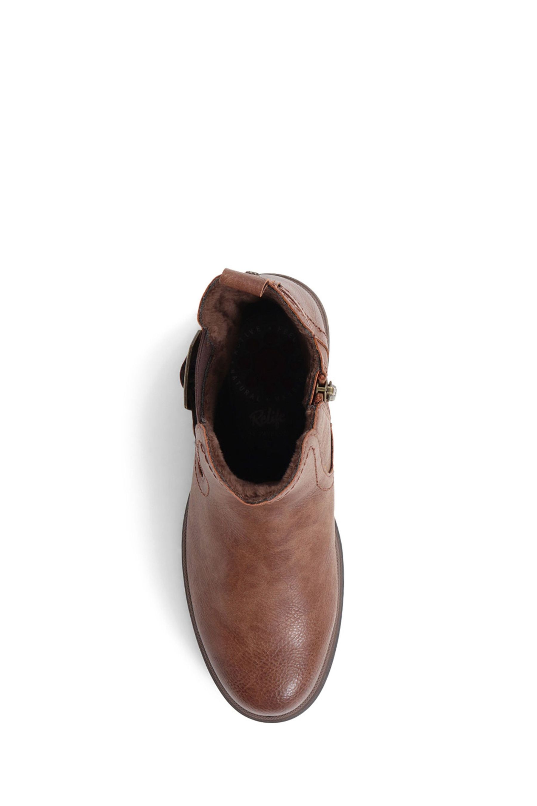 Buy Pavers Relife Chunky Buckle Detail Brown Ankle Boots from the