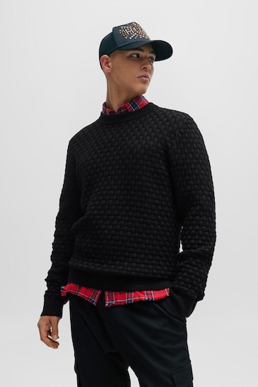 HUGO Textured 3D Knit Relaxed Fit Jumper
