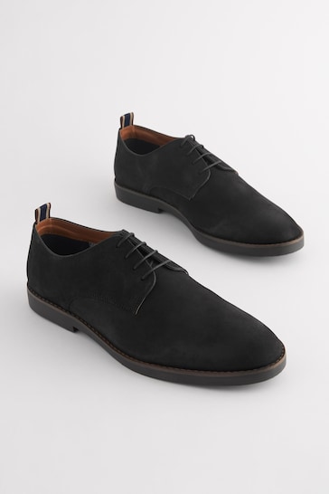 Black Leather Smart Casual Derby Shoes
