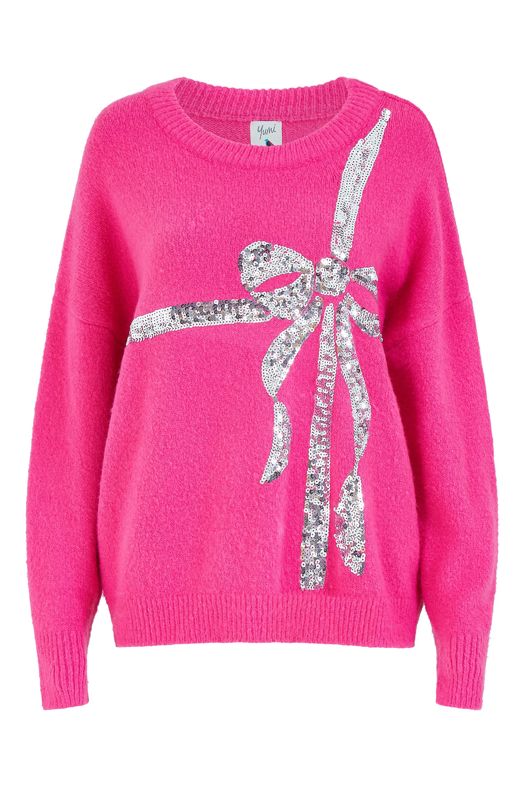 Sequin bow christmas jumper best sale