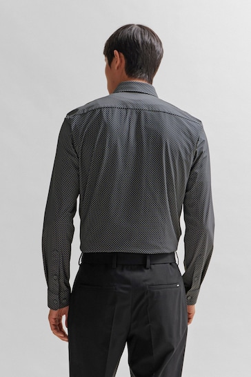 BOSS Grey Printed Slim Fit Shirt