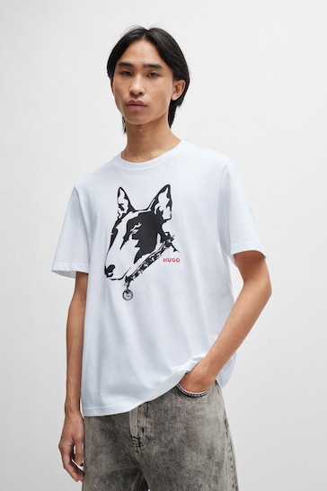 HUGO Dog Graphic Print Regular Fit T-Shirt
