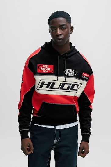 HUGO Red/Black Racing Inspired Logo Relaxed Fit Hoodie